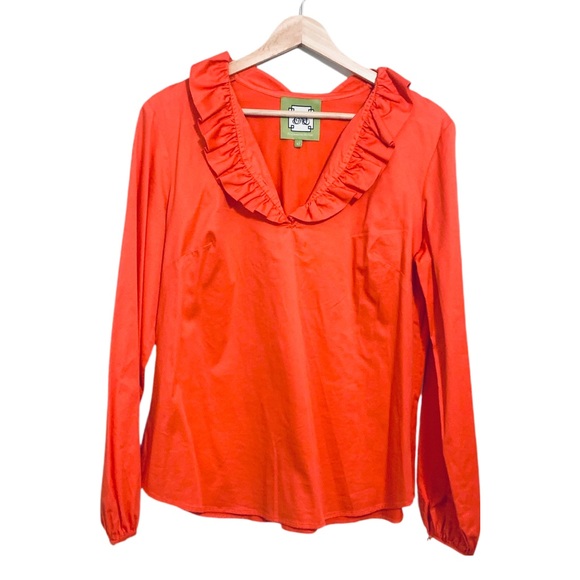 Elizabeth McKay Orange Ruffle Blouse - Picture 1 of 11